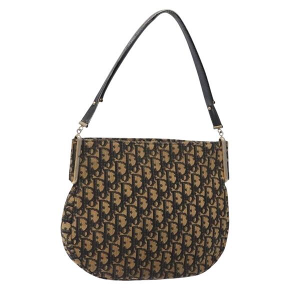 DIOR Trotter Canvas Shoulder Bag Navy Gold - Picture 1 of 11